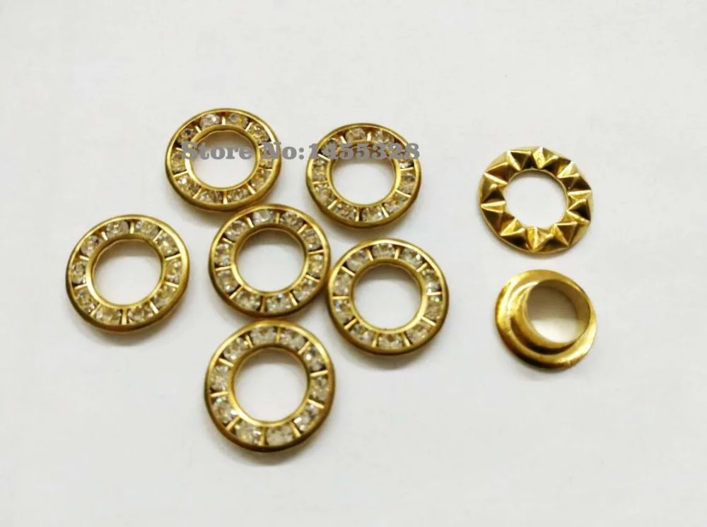 100 компл./лот 3 вида цветов 12 мм круглые металлические латунные Стразы люверсы