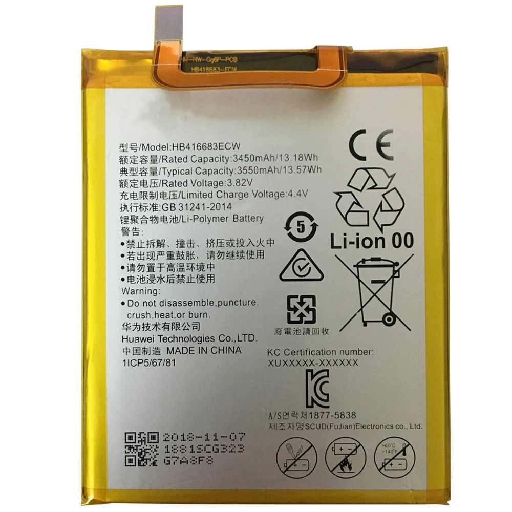 Оригинальный аккумулятор HB416683ECW для телефона Huawei Nexus 6P H1511 H1512 3450 мАч оригинальный
