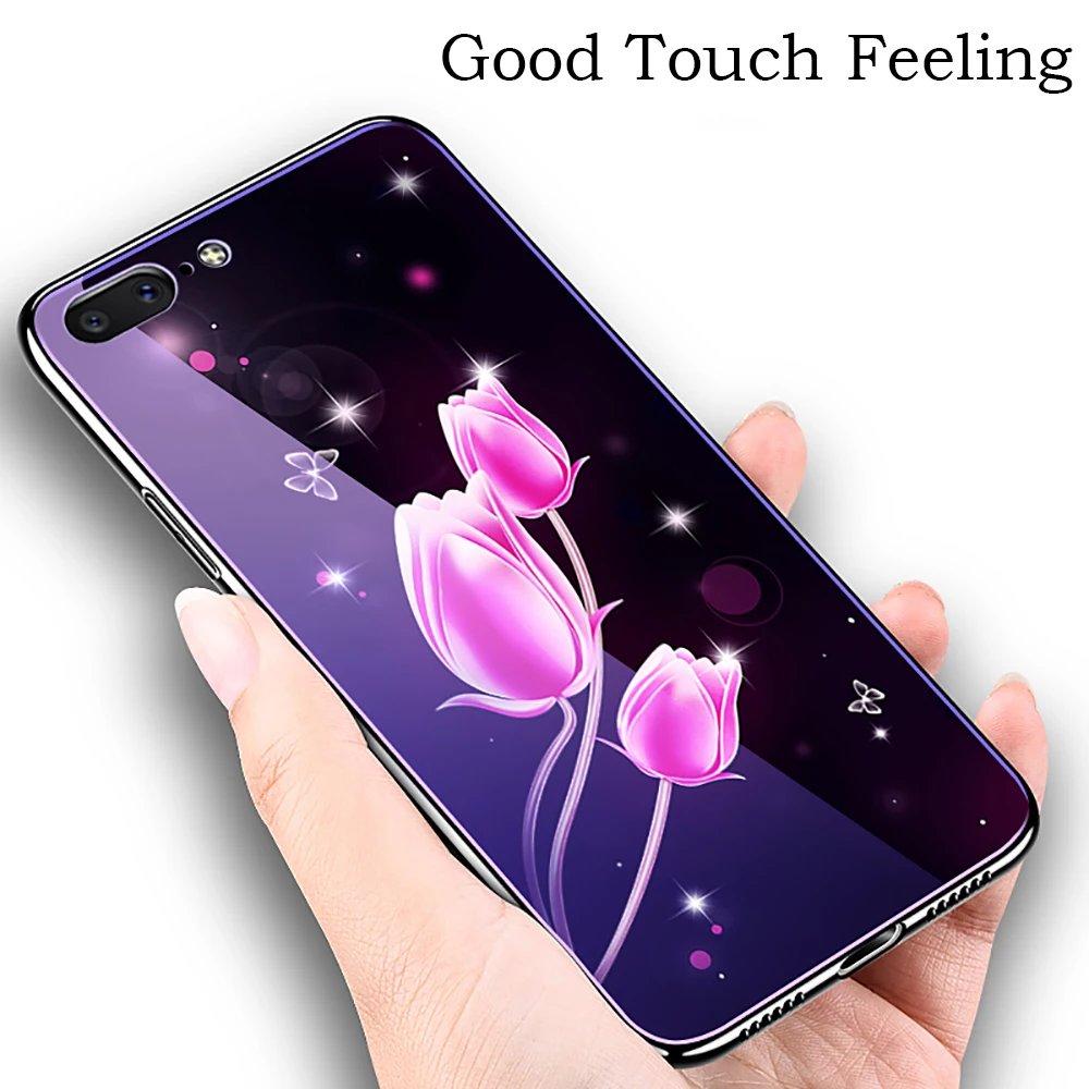 Tempered Glass Phone Case for iPhone 6 6s 7 8 Plus X Plating Blue Light Luxury For Protecive Cover |