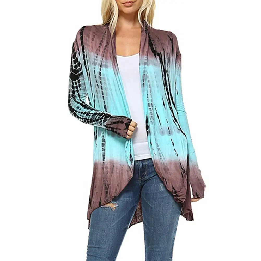Новое поступление плюс размер повседневная открытая передняя куртка Tie Dye