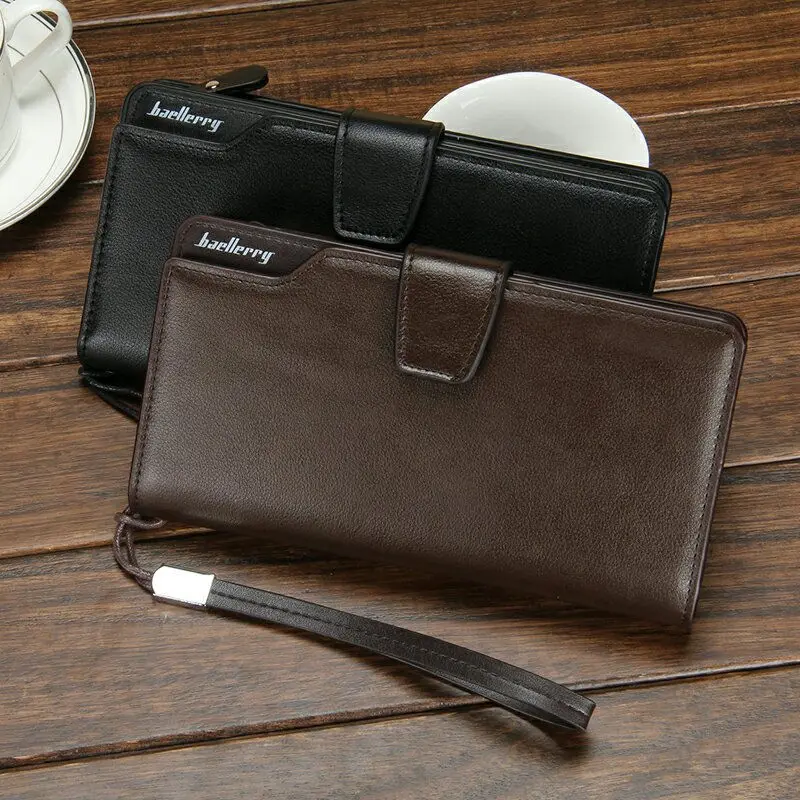 New sales top quality leather long wallet men pruse male clutch zipper around wallets men women money bag pocket mltifunction