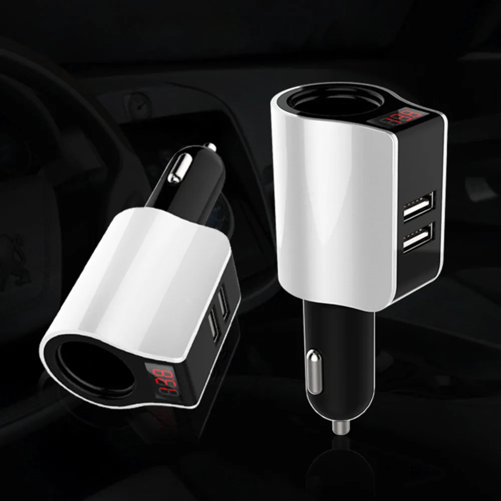 Умное автомобильное зарядное устройство с двумя USB-портами и дисплеем напряжения
