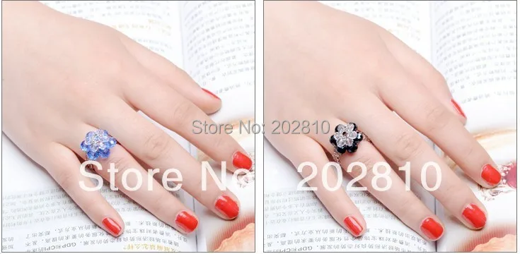 * Горячие Продажи Модные вечерние тканые Стразы двойные цветы хрустальные кольца