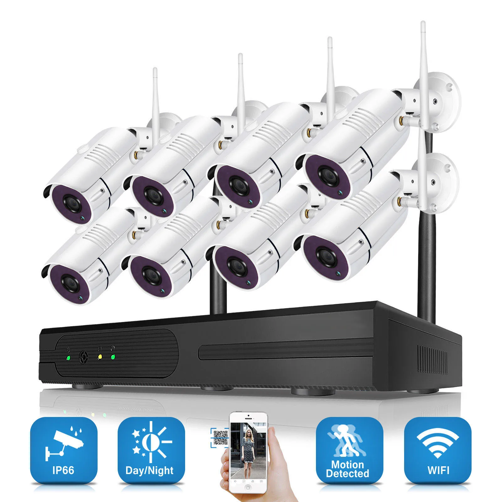 2MP 1080P CCTV Системы 8ch HD Беспроводной h.265 NVR kit 2 ТБ HDD Открытый ИК Ночное видение IP