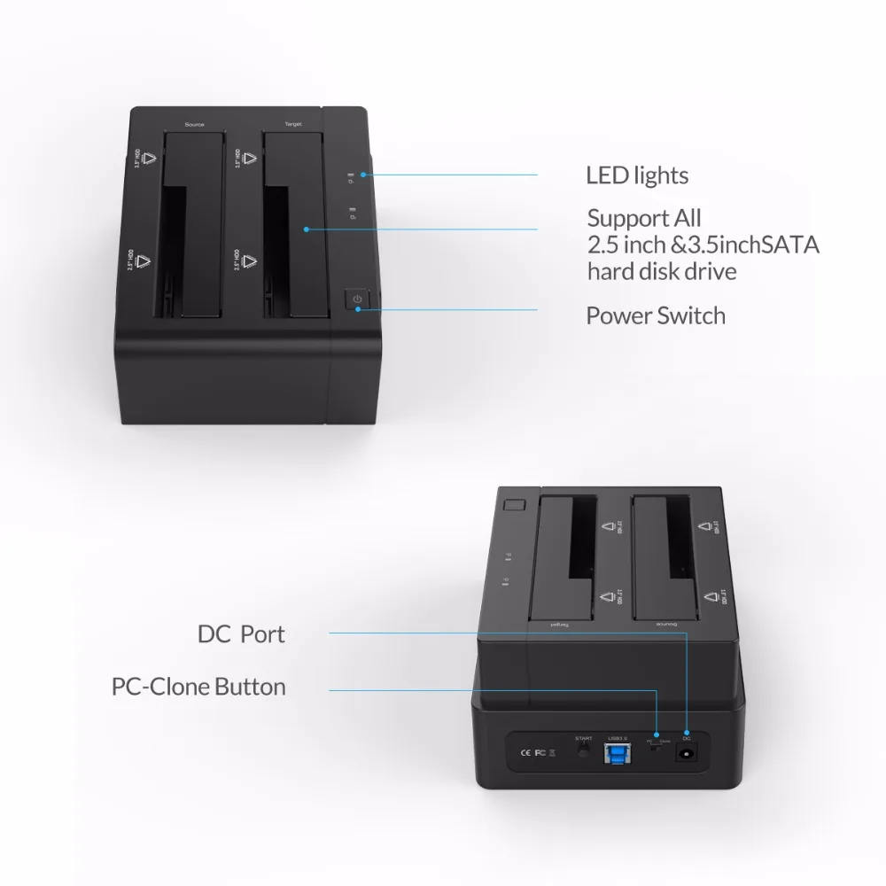 ORICO 6628US3 C 2 5 & 3 дюйма SATA USB3.0 общего жесткого диска внешняя док станция черный|external