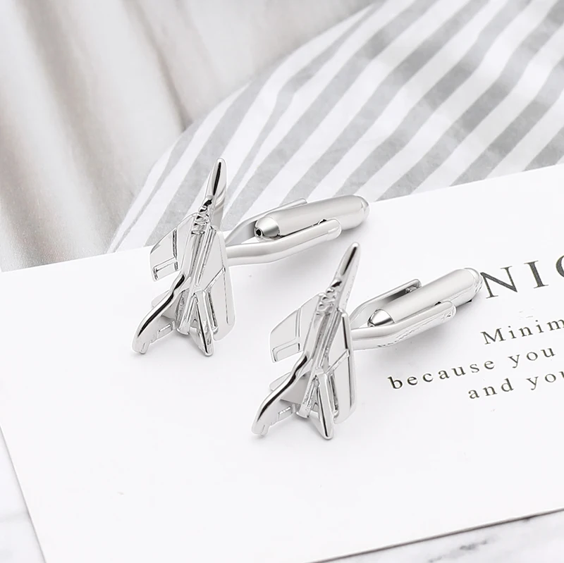 Hot Sale Copper Tie Clip Fashion Plane Styling Cuff links Mens Metal AirPlane Cufflinks For Lepton Design | Украшения и