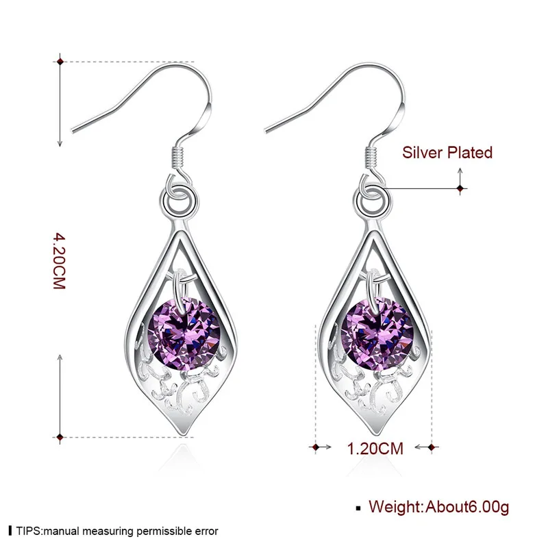 Серьги посеребренные серебро Мода Jewelry Для женщин ювелирные изделия оптом