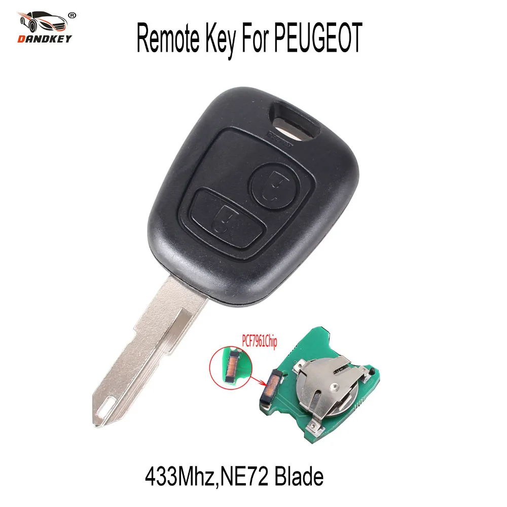 Dandkey Замена Ключи для Peugeot 206 удаленный ключевой 433 мГц с PCB Батарея PCF7961 чип |