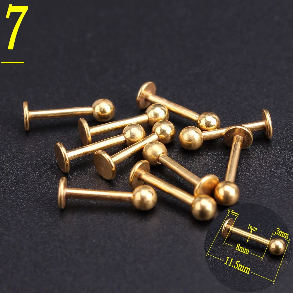 Оптовая продажа 10 шт. много золота Цвет Пирсинг из нержавеющей стали губы брови