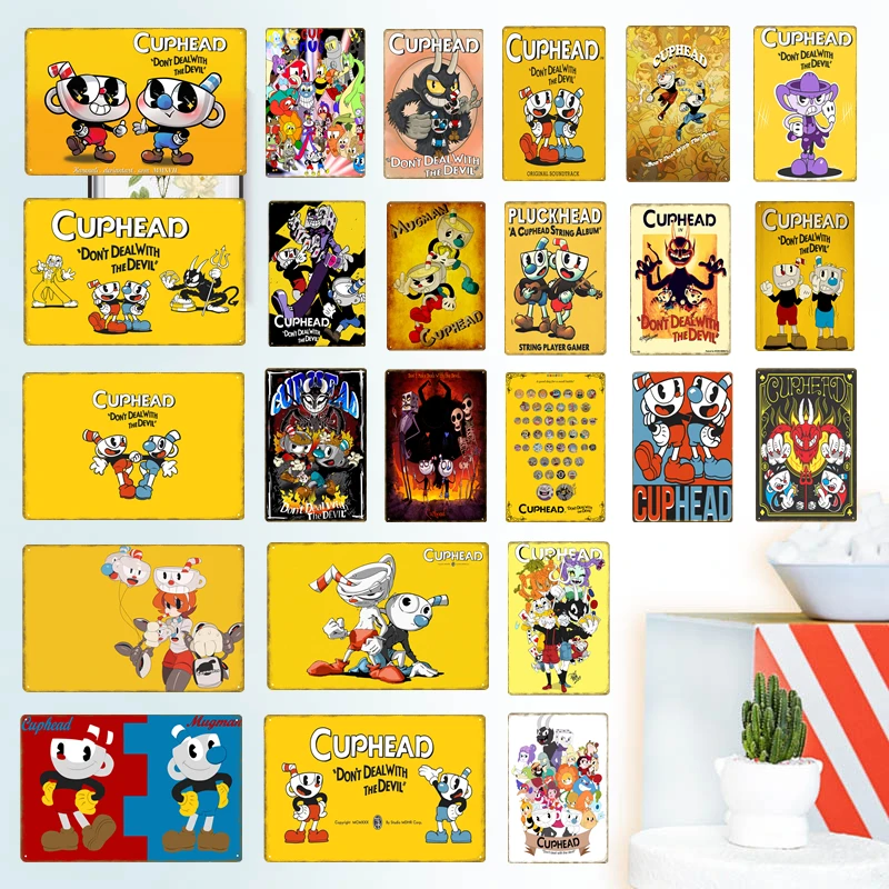 Металлический постер Funko Pop Cuphead для видеоигр мугман дьявол легендарный настенный