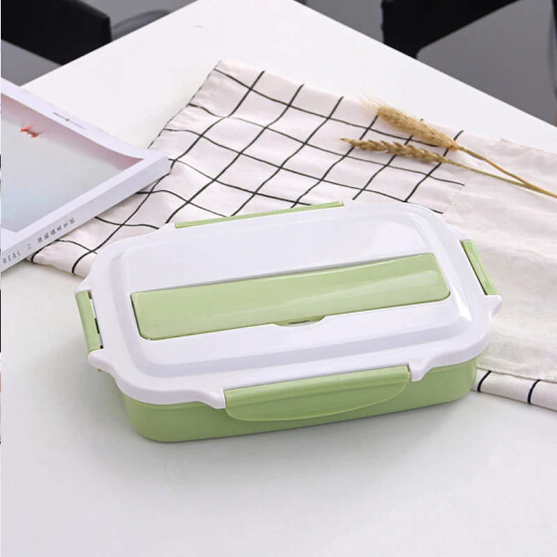 GODWJ студенческий двухслойный Microwavable ланч бокс 304 контейнер для еды из нержавеющей стали Портативный ящик для хранения еды посуда