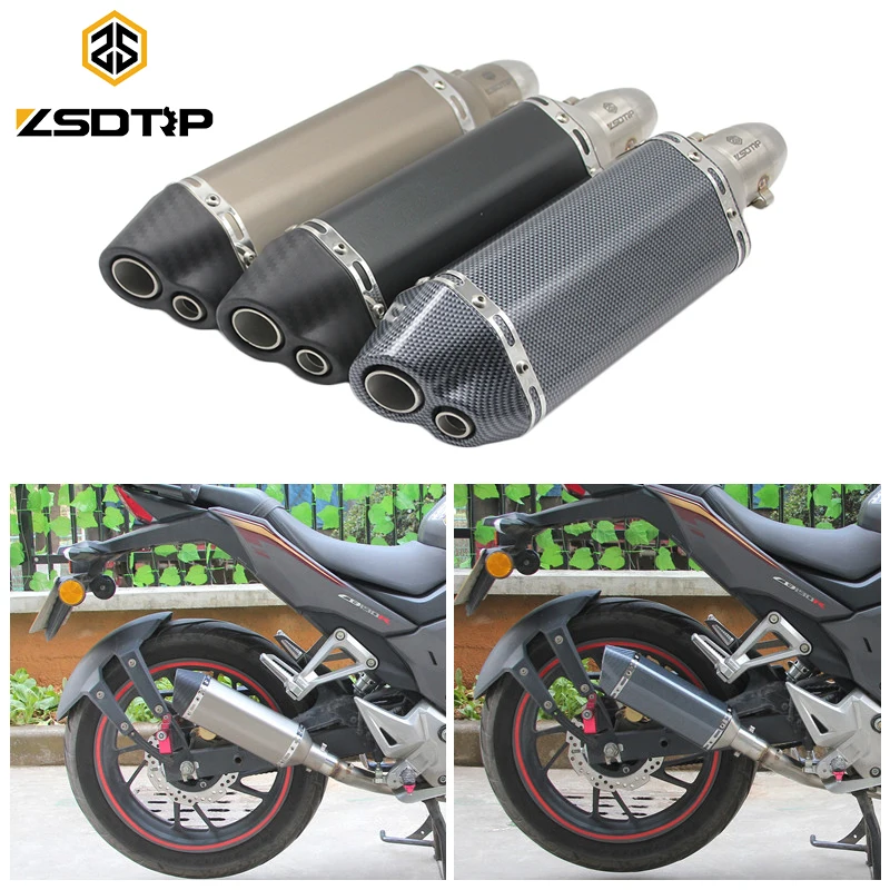 Глушитель для мотоцикла ZSDTRP выхлопная труба GY6 CBR125 CRF230 TMAX 500 ER6N FZ6 Z750 1000|Выхлопные