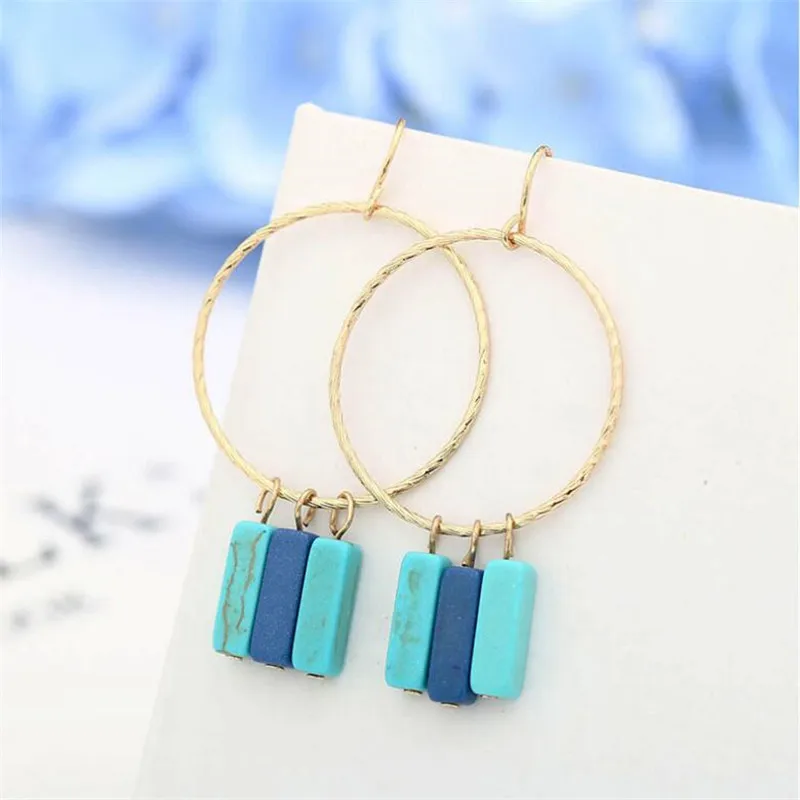 Шикарный золотой цвет круглый синий природный камень мотаться чешские Подвески