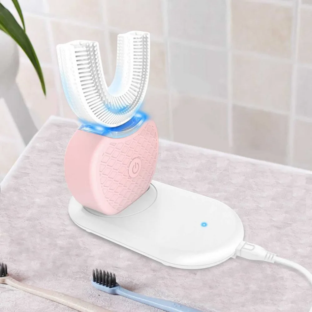 

360 Degree Wireless USB Charging Lazy Automatic Sonic Silicone Electric Toothbrush Teeth Whitening Cleaning Tool Brush