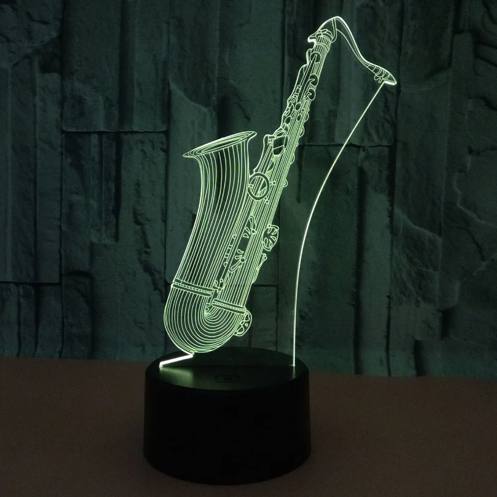 Новый светодиодный 3d светильник льник Sax с логотипом ночник на заказ