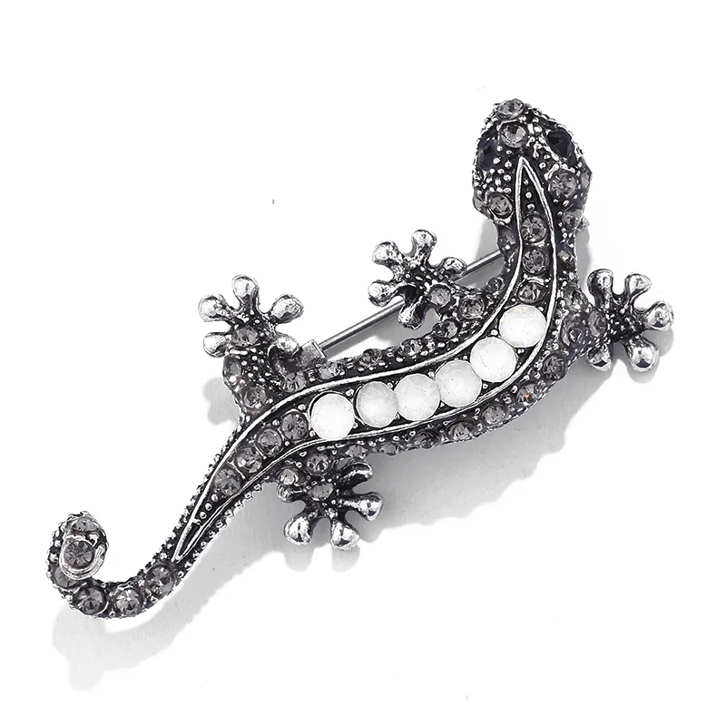 Винтаж животных Gecko Броши Булавки для Для женщин и мужчин Jewelry древнее золото Цвет