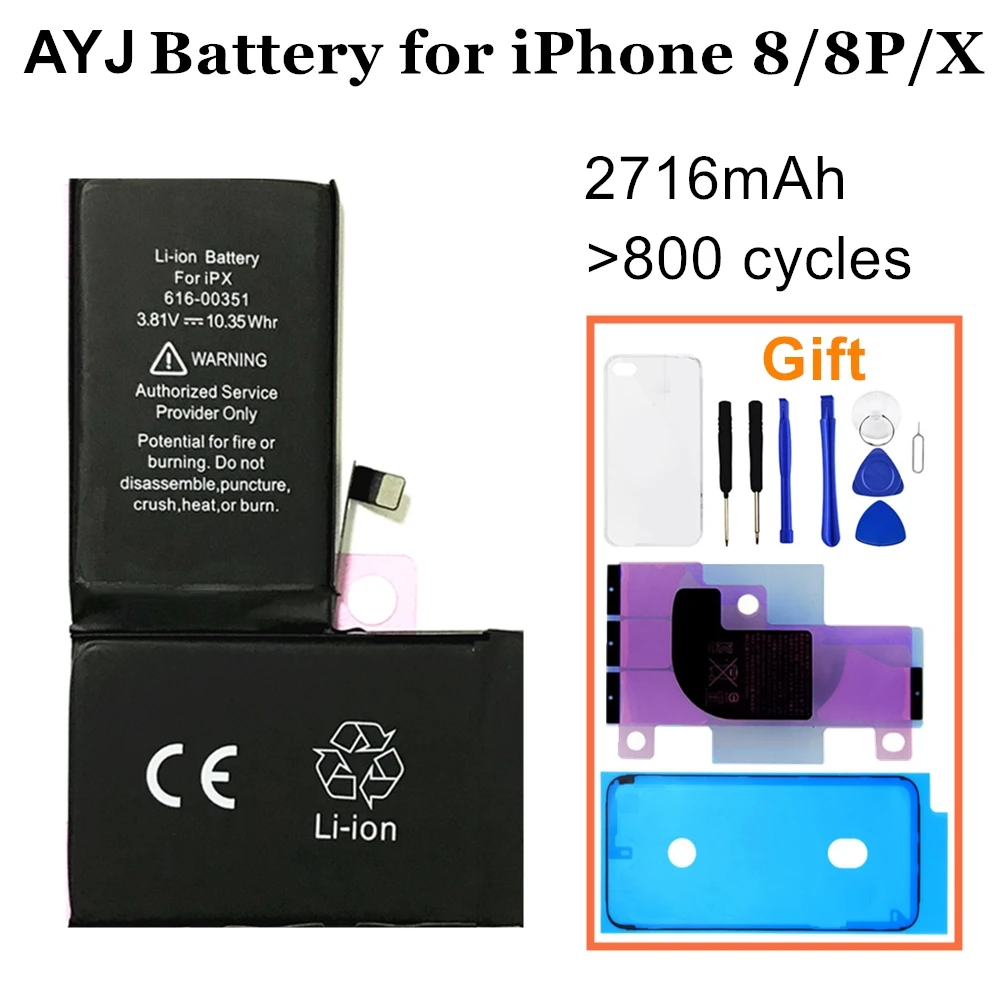 1 оригинальный аккумулятор AYJ для iPhone X 8 7 Plus Замена реальная Высокая емкость