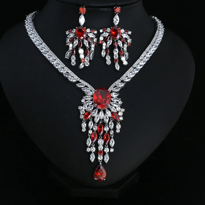 Модные голубые Ювелирные наборы для невесты с кубическим цирконием и комплекты