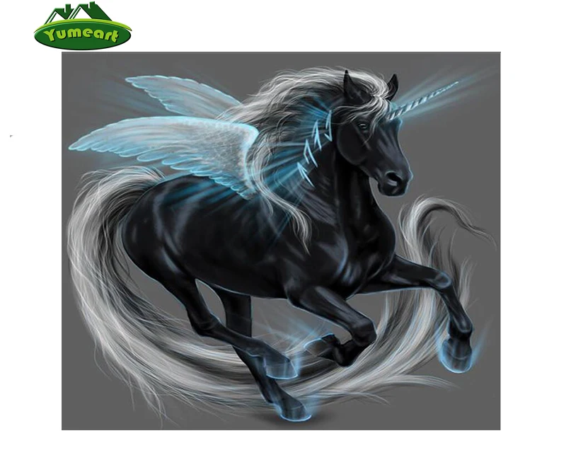 3D DIY Алмазная вышивка 5D алмазная живопись мозаика темный конь животное