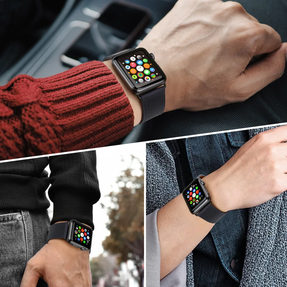 Ремешок из натуральной кожи для Apple Watch 38/40/42/44 мм | Наручные часы
