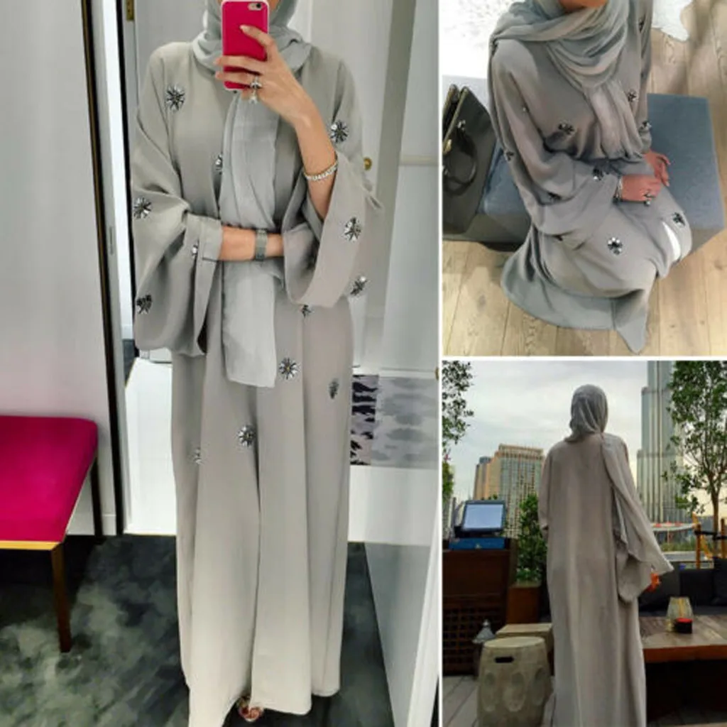 Женское платье макси с принтом Abaya Jilbab повседневное длинное кафтан вышивкой