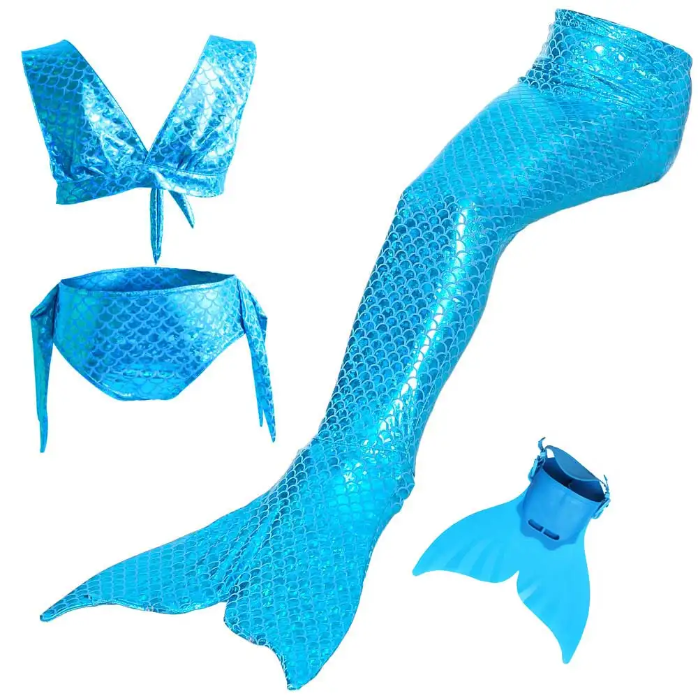 Children's Girls Dress Mermaid Tails Swimming Swimsuit Kids Ariel Tail Monofin Swimmable Costume Bathing Suit Bikini Set | Детская