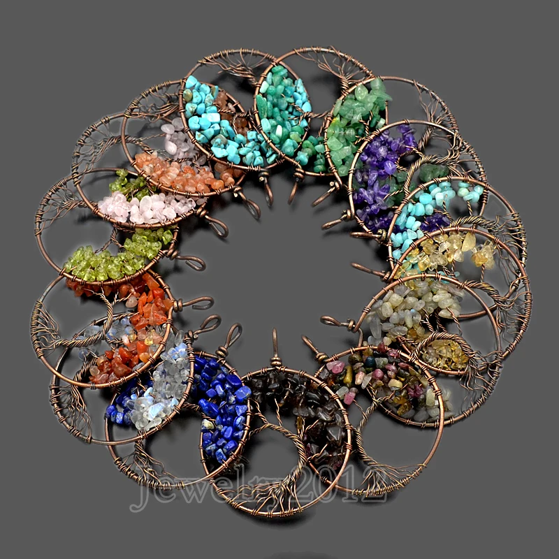 10 шт./лот натуральный драгоценный камень Древо жизни чипсы из бисера Исцеление