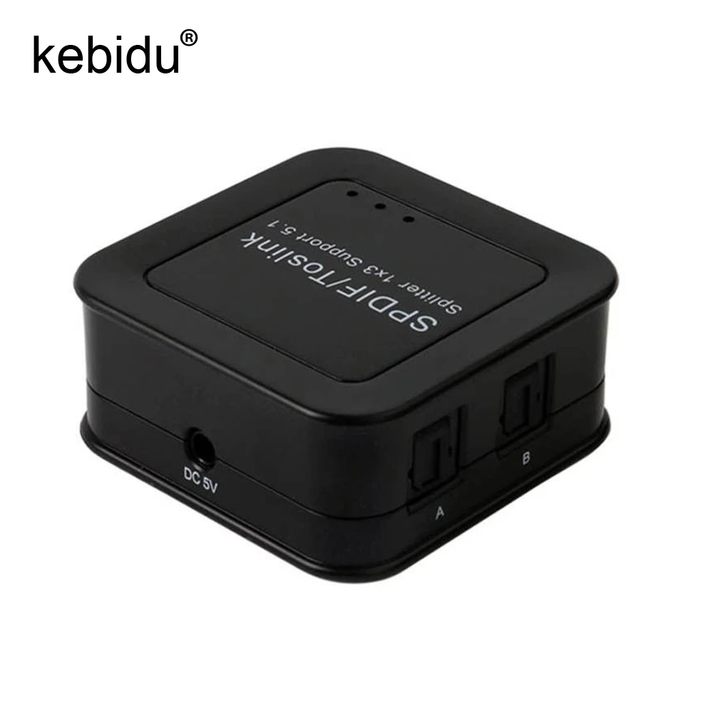 Kebidu 1 портовый SPDIF TOSLINK Цифровой оптический аудио разветвитель 1x3 в 3 Поддержка 5