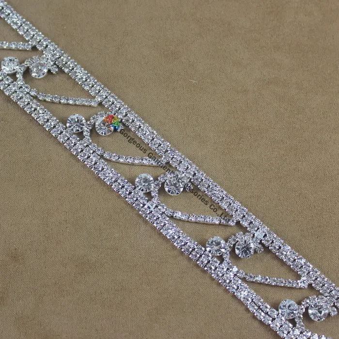 1 ярд 24 мм винтажная прозрачная чешская хрустальная цепочка стразы аппликация