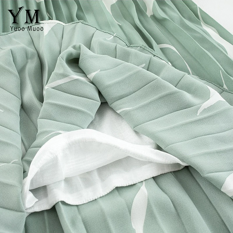 YuooMuoo элегантная летняя юбка с принтом в виде листьев 2019 женское шифоновое