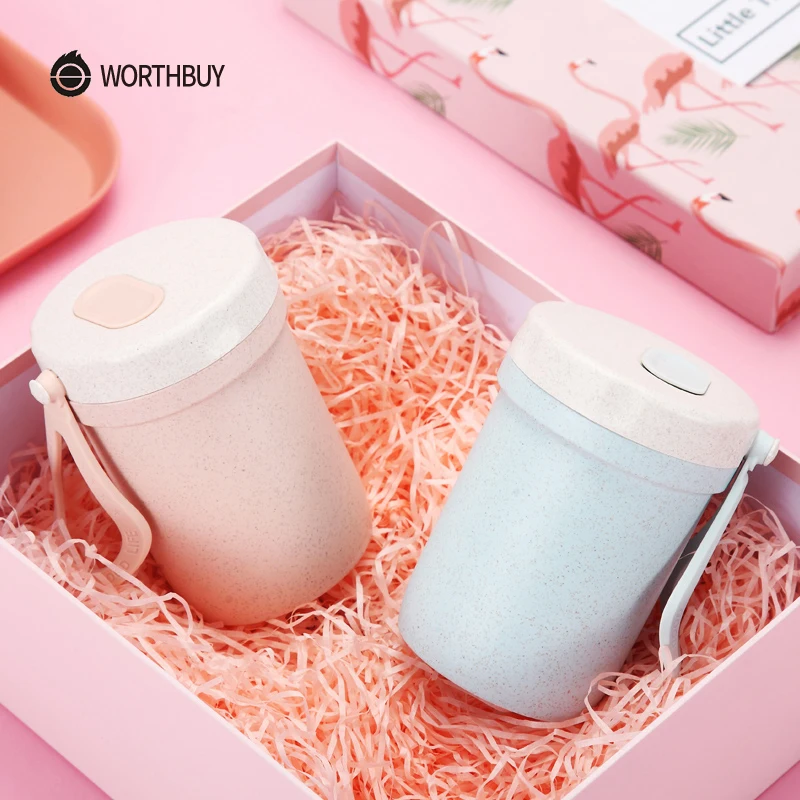 WORTHBUY портативная дорожная кружка Пшеничная солома чайная кофейная с крышкой