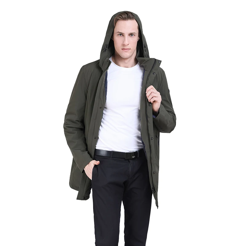 

2021 Men Spring Autumn Jacket Trench Coat Parka Bussiness Long Coat Casual Padded Coat Long Jacket Windbreaker Solid Jacket