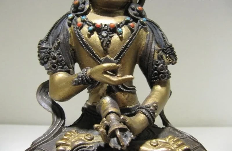 Tiebt храм 100% чистая бронза 24K золото позолота Vajradhara статуя Будды