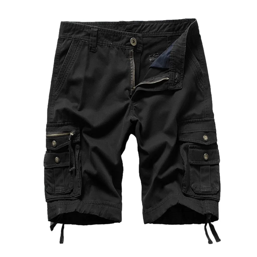 Fashsiualy бермуды masculina мужские повседневные однотонные пляжные рабочие штаны с карманами Брюки карго шорты мужские