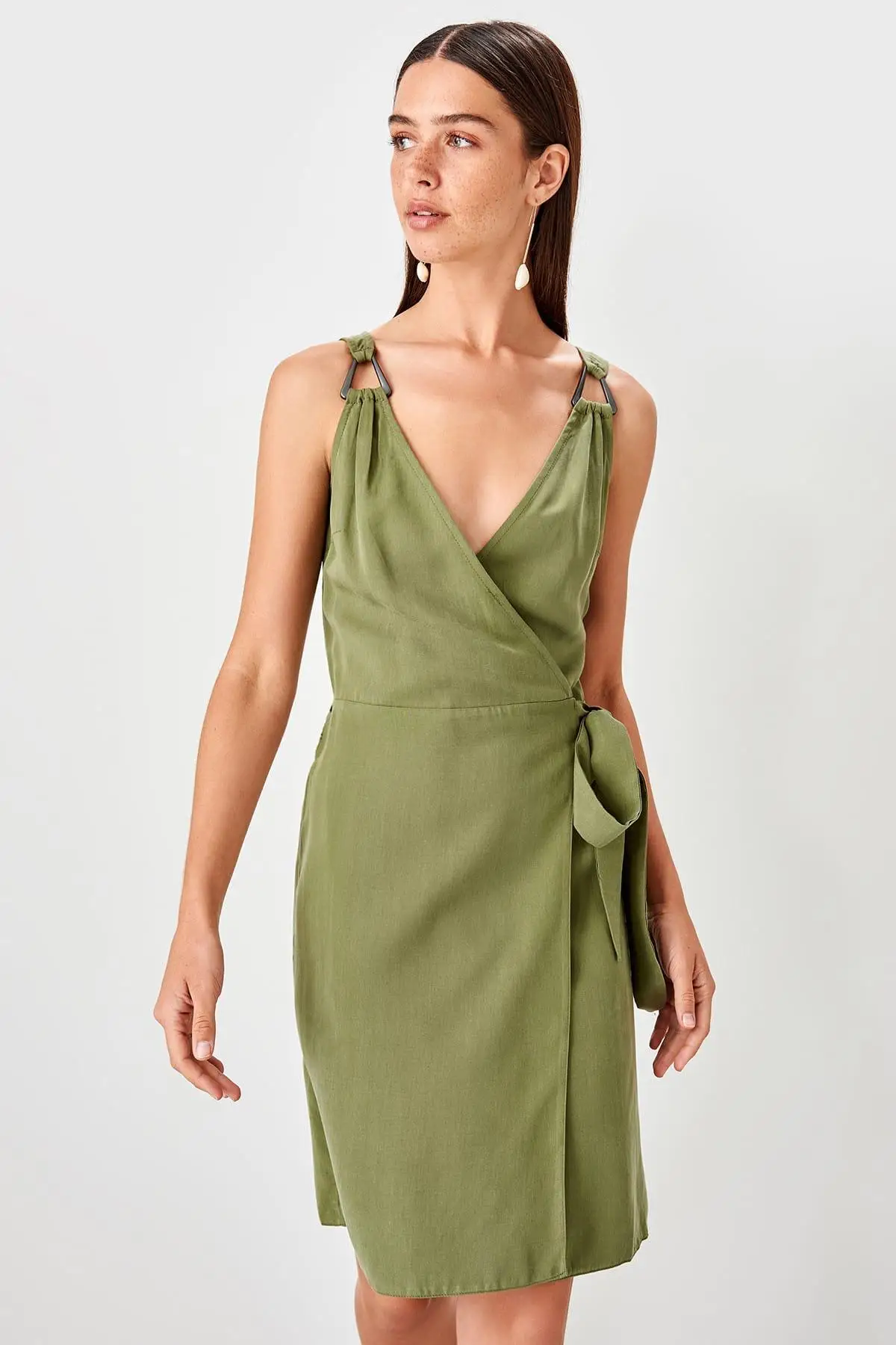 Trendyol платье цвета хаки с пряжкой TWOSS19BB0212|Женские платья| |