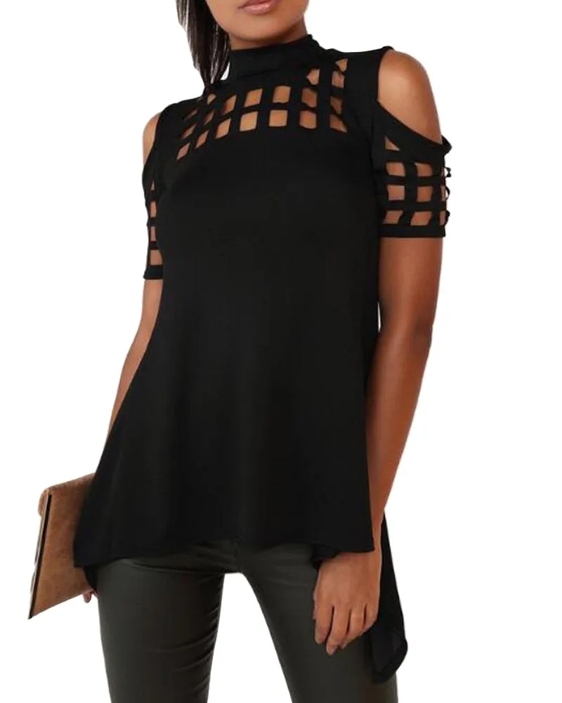 Лидер продаж 2019 модные женские футболки Hitmebox с коротким рукавом открытыми