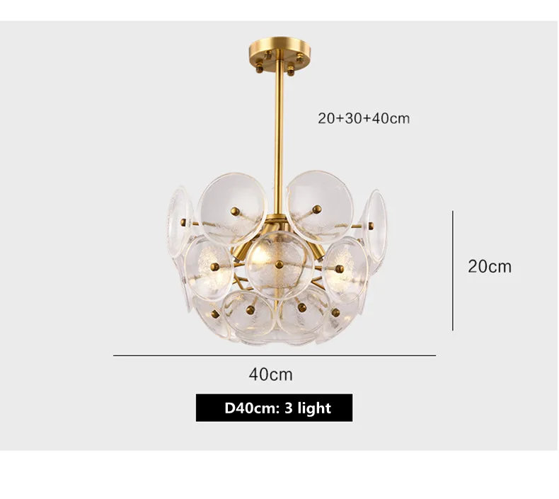 D40cm 3 light Современный роскошный светодиодный светильник с золотым люменом E14, светодиодные подвесные светильники, внутреннее освещение - Цвет корпуса: D40cm 3 light
