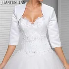 Свадебный жакет белого цвета с рукавами на заказ, Новое поступление, атласные жакеты-Болеро для вечерних платьев, бесплатная доставка, свадебная куртка