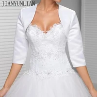 custom made white in the sleeve wedding jacket new arrival satin bolero jackets for evening dresses free shipping bridal jacket