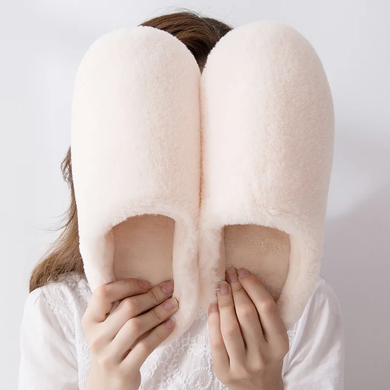 Зимние Для женщин мужчин тапочки Твердые плюшевые домашние туфли на плоской