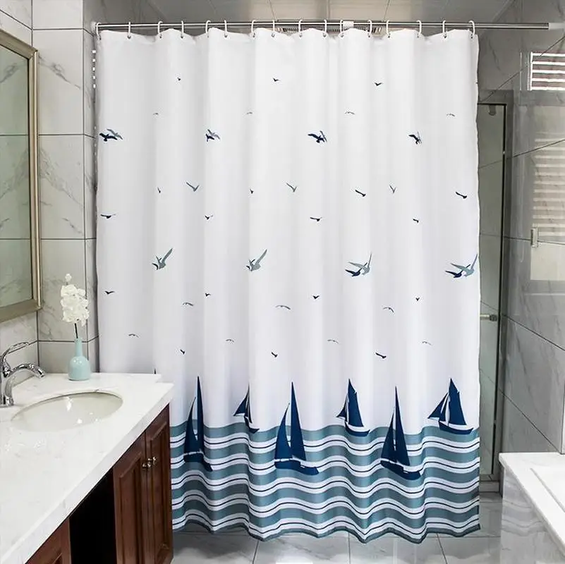 

Waterproof Mildew Polyester Cloth Shower Curtain Thickened Toilet Partition Curtain Bathroom Curtain with Hooks