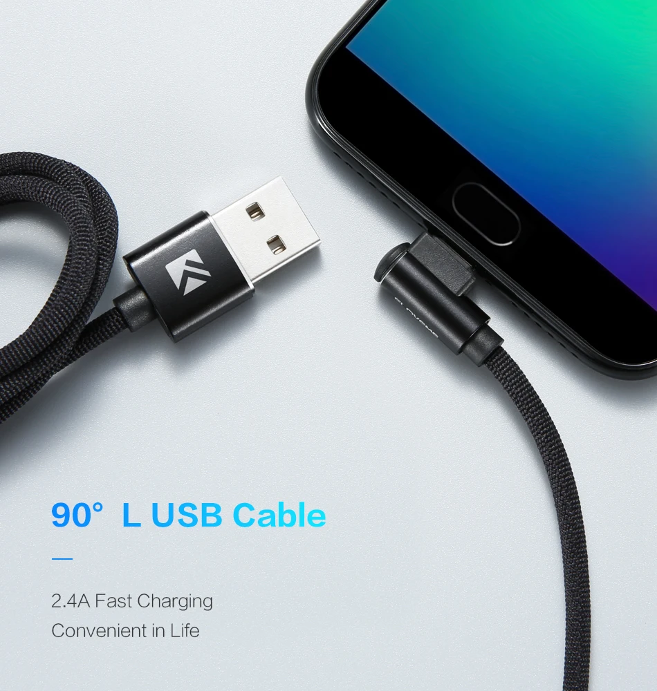 FLOVEME 90 градусов usb type C кабель для Xiaomi Pocophone f1 2.4A 1 м кабель для быстрой зарядки синхронизации данных зарядное устройство для телефона type-C кабель Шнур
