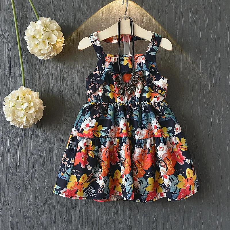 Baby Dresses Summer Children Clothing Halter Printed Children's Dress Floral Princess Party Girl Kids | Детская одежда и обувь