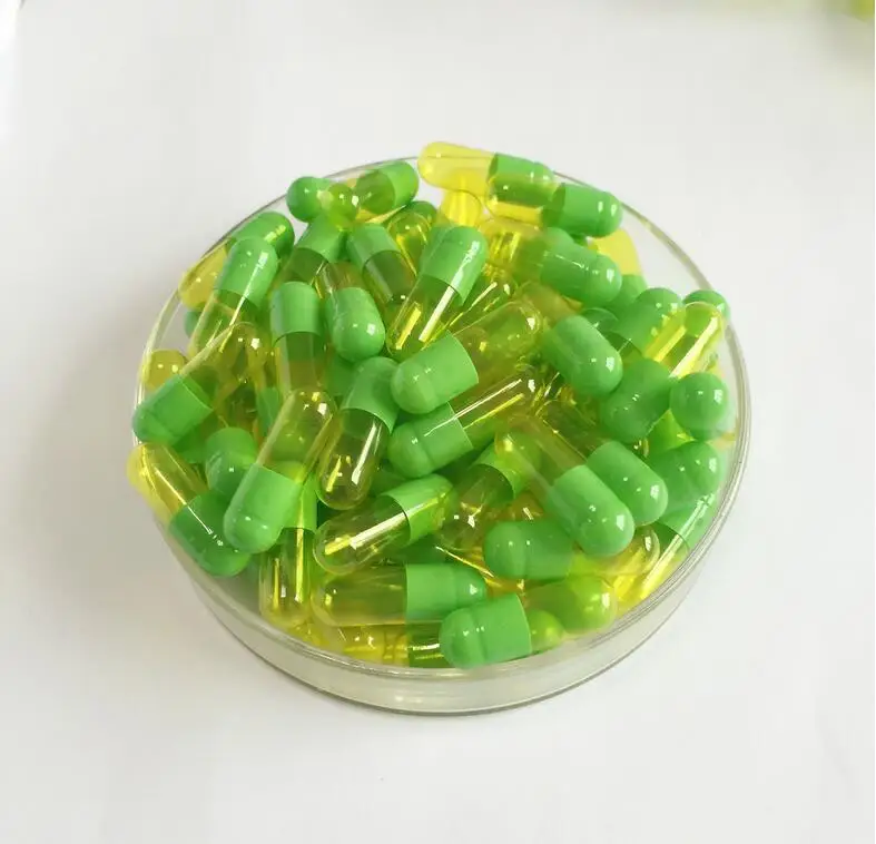(10000 шт./лот) Новый Размер 0 зеленые/прозрачные желтые желатиновые пустые капсулы #