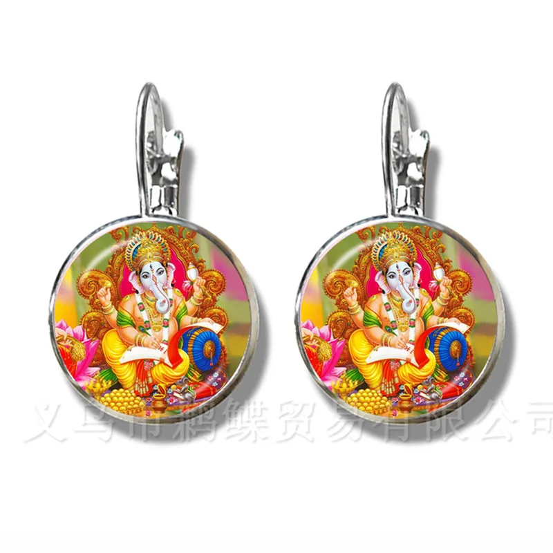 Женские Серьги с драгоценными камнями Ganesha 16 мм изображением Будды и слона