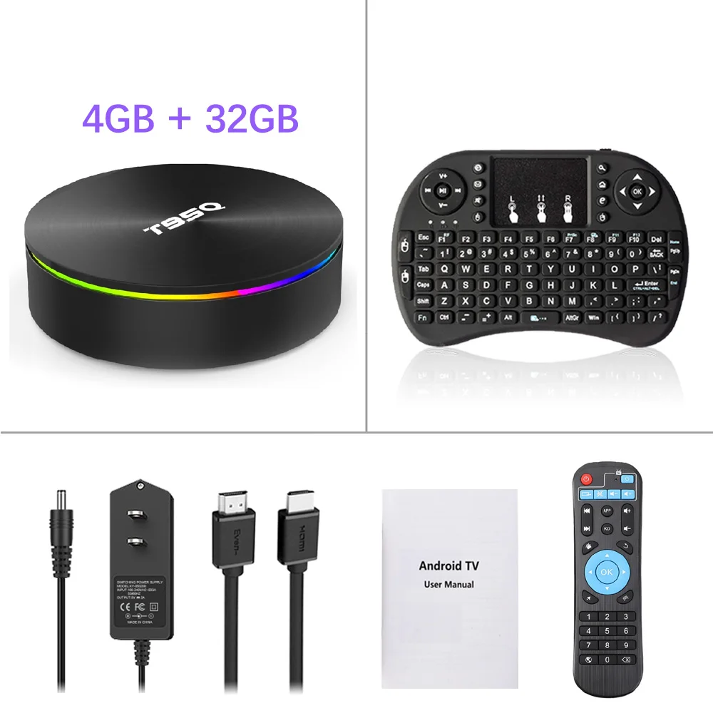 4G32G no backlit T95Q ТВ приставка Android 9,0 4 ГБ 32 ГБ 64 Гб Смарт ТВ приставка Amlogic S905X2 четырехъядерный 2,4G& 5 ГГц Wifi BT 100M 4K медиаплеер телеприставка - Цвет: 4G32G no backlit
