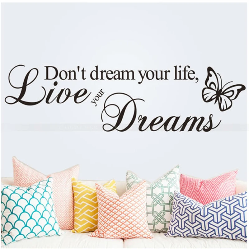 1 ШТ. 70 Г &quotЖить Своей Мечты&quot Бабочка Английских Пословиц Стены Стикеры 15*57 СМ