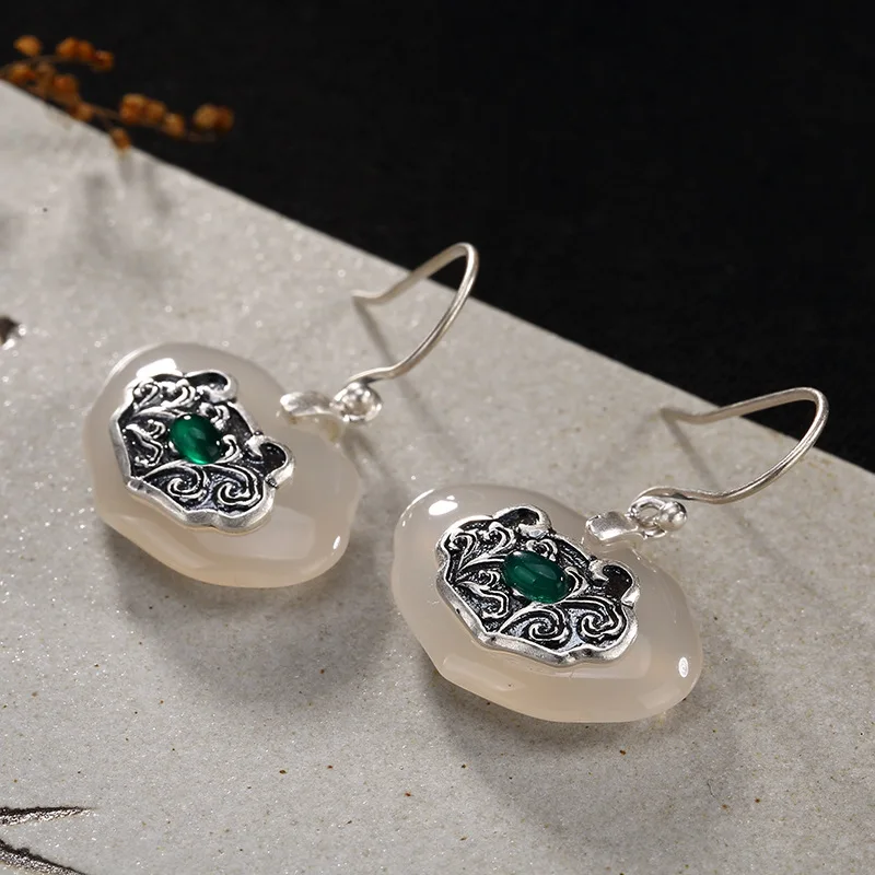 

2018 Rushed Earings Fashion Jewelry One Deer S990 Coin Antique Mosaic Jade, Pomegranate Ruyi Eardrop Wholesale Ladies' Earrings