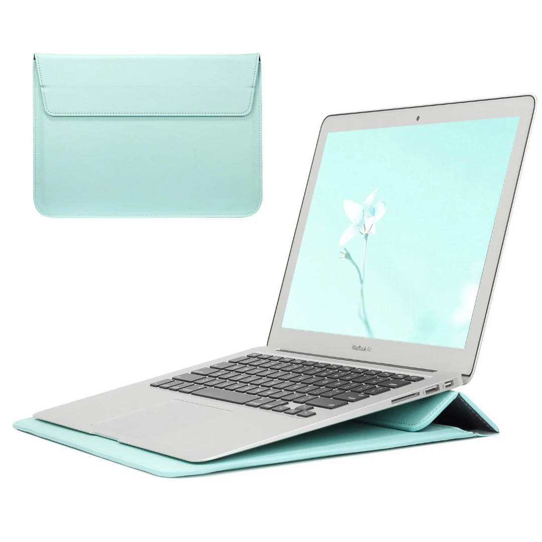 Защитная сумка из искусственной кожи для Macbook Air 13 Pro retina 12 15 чехол для ноутбука Macbook new Air 13 A1932 чехол-подставка A2159 - Цвет: Mint Green