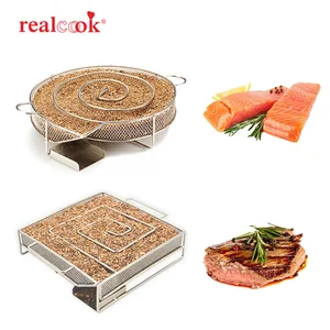 Генератор холодного дыма Realcook, круглая древесная стружка, угольный гриль для барбекю, Кулинария, инструмент для барбекю, кухонный инструмент